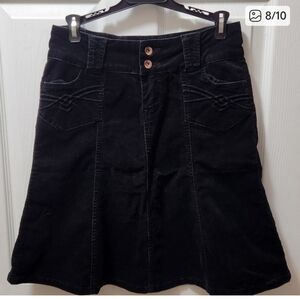 Rewind Black A-Line Corduroy Knee-Length Skirt Sz 5 EUC